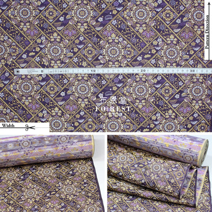 Gold Brocade - Decorative flower fabric Dark Purple - FO:REST Fabric 布恩堂Liberty fabrictana lawnjapanese fabricykk zipper