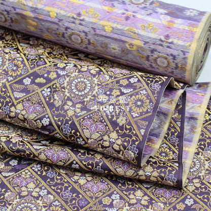 Gold Brocade - Decorative flower fabric Dark Purple - FO:REST Fabric 布恩堂Liberty fabrictana lawnjapanese fabricykk zipper