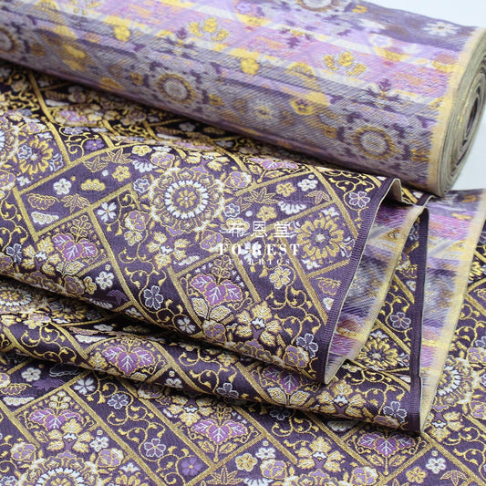 Gold Brocade - Decorative flower fabric Dark Purple - FO:REST Fabric 布恩堂Liberty fabrictana lawnjapanese fabricykk zipper