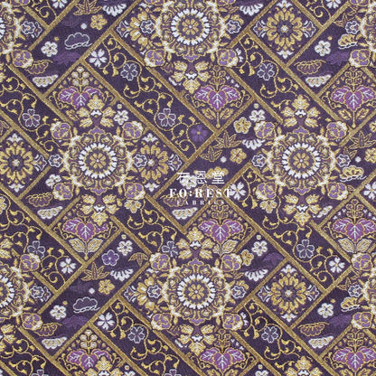 Gold Brocade - Decorative flower fabric Dark Purple - FO:REST Fabric 布恩堂Liberty fabrictana lawnjapanese fabricykk zipper