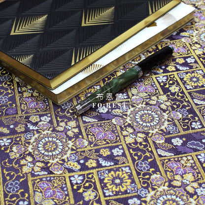 Gold Brocade - Decorative flower fabric Dark Purple - FO:REST Fabric 布恩堂Liberty fabrictana lawnjapanese fabricykk zipper