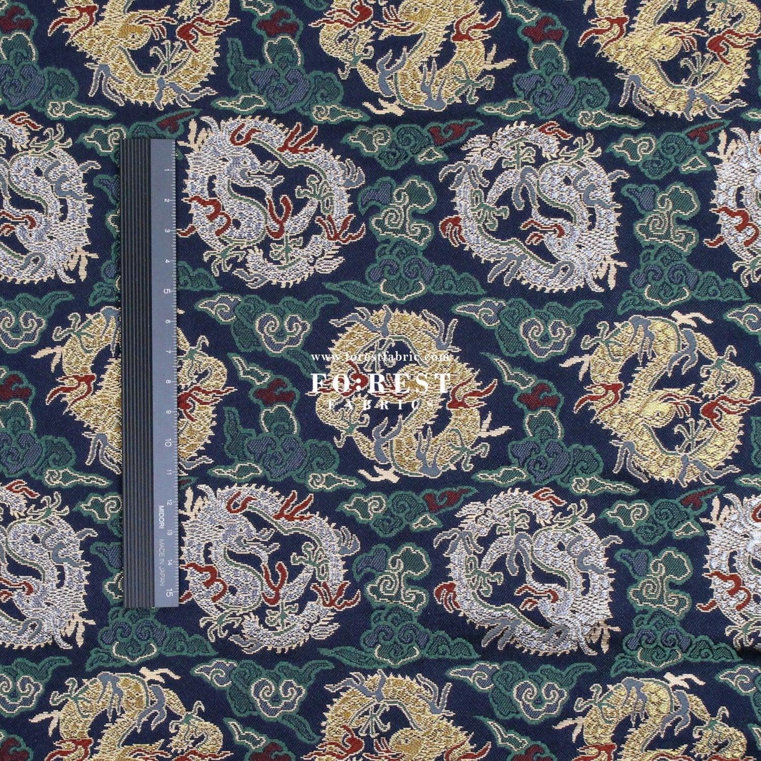 Gold Brocade - Dragon Cloud fabric Navy - FO:REST Fabric 布恩堂Liberty fabrictana lawnjapanese fabricykk zipper