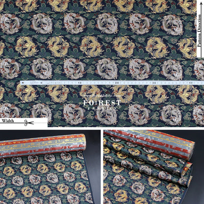Gold Brocade - Dragon Cloud fabric Navy - FO:REST Fabric 布恩堂Liberty fabrictana lawnjapanese fabricykk zipper