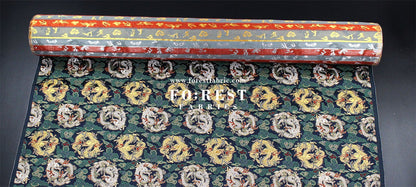 Gold Brocade - Dragon Cloud fabric Navy - FO:REST Fabric 布恩堂Liberty fabrictana lawnjapanese fabricykk zipper