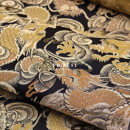 Gold Brocade - Dragon fabric Gold Black - FO:REST Fabric 布恩堂Liberty fabrictana lawnjapanese fabricykk zipper
