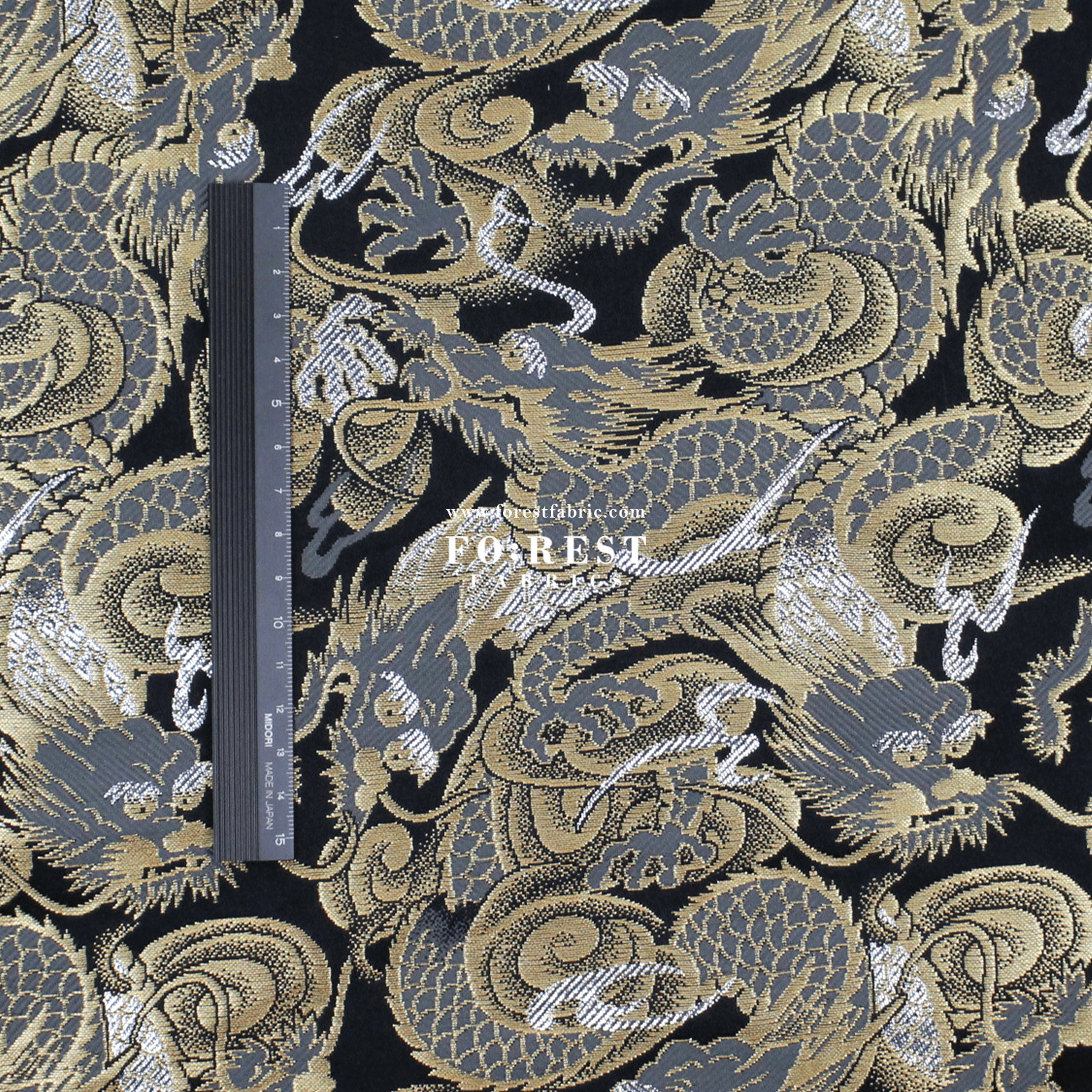 Gold Brocade - Dragon fabric Gold Silver - FO:REST Fabric 布恩堂Liberty fabrictana lawnjapanese fabricykk zipper