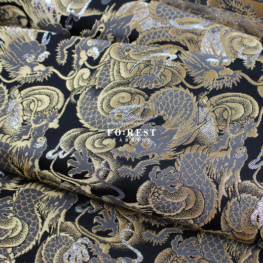Gold Brocade - Dragon fabric Gold Silver - FO:REST Fabric 布恩堂Liberty fabrictana lawnjapanese fabricykk zipper