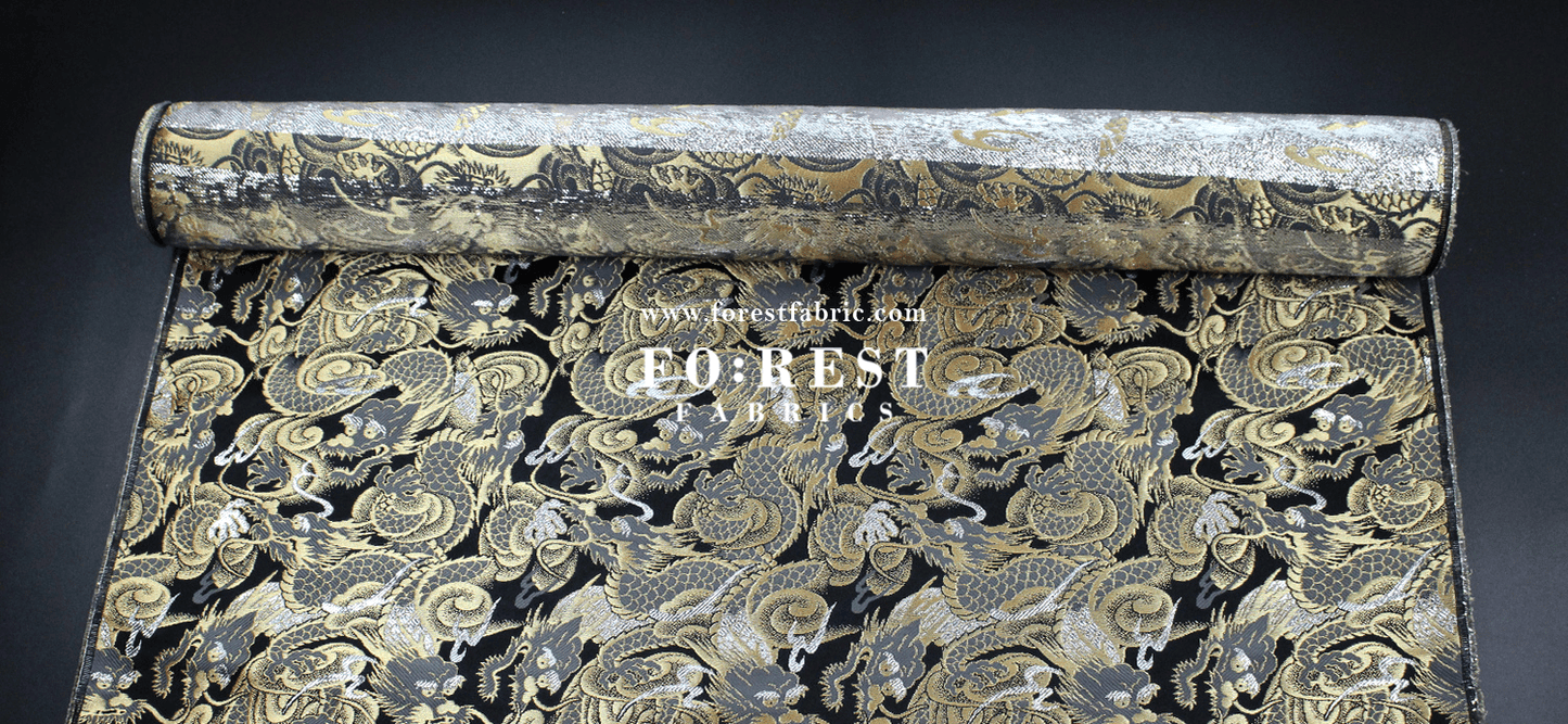 Gold Brocade - Dragon fabric Gold Silver - FO:REST Fabric 布恩堂Liberty fabrictana lawnjapanese fabricykk zipper