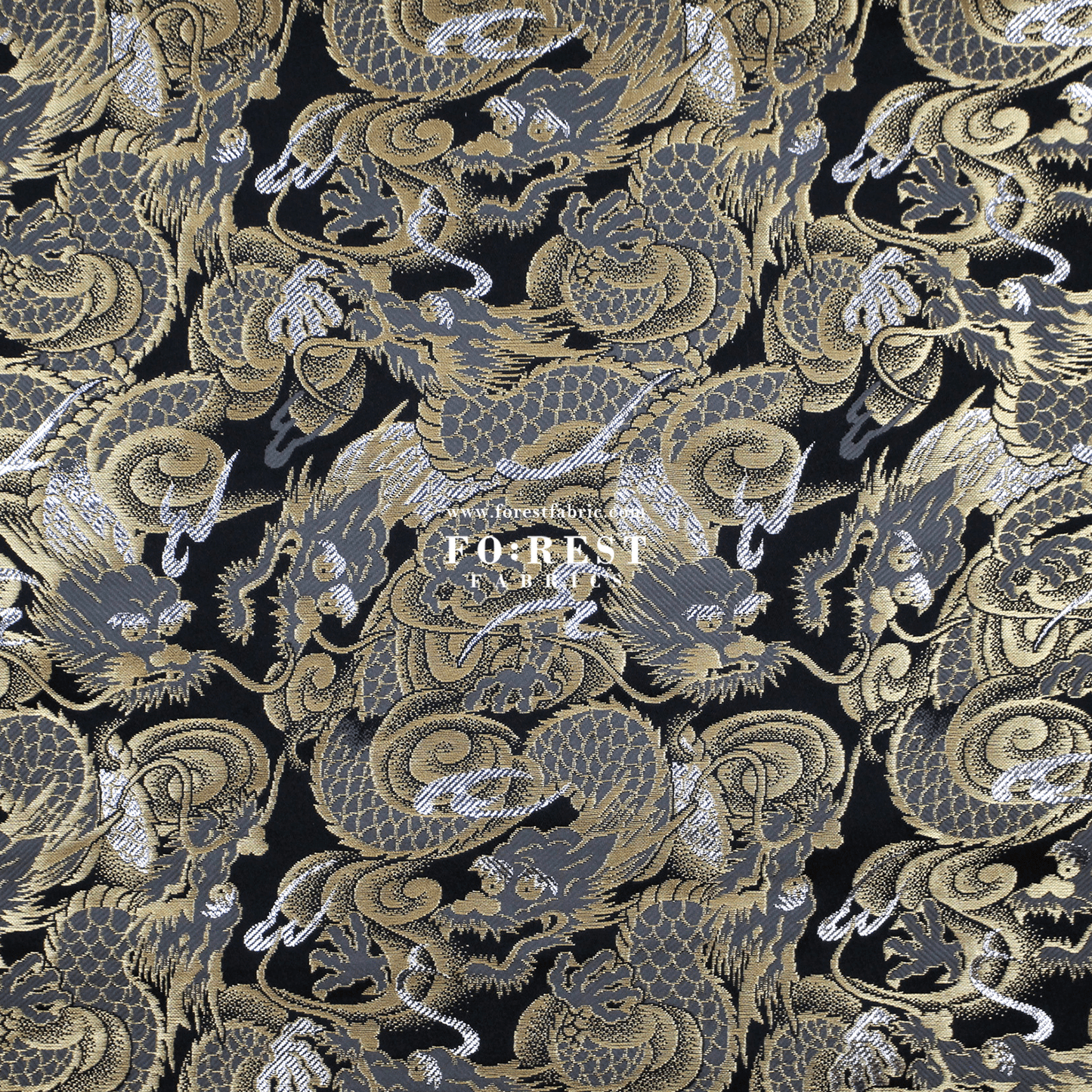 Gold Brocade - Dragon fabric Gold Silver - FO:REST Fabric 布恩堂Liberty fabrictana lawnjapanese fabricykk zipper