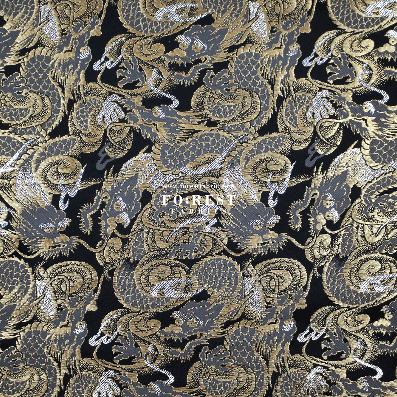 Gold Brocade - Dragon fabric Gold Silver - FO:REST Fabric 布恩堂Liberty fabrictana lawnjapanese fabricykk zipper