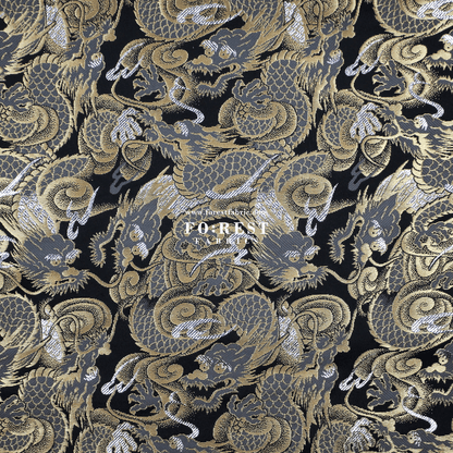 Gold Brocade - Dragon fabric Gold Silver - FO:REST Fabric 布恩堂Liberty fabrictana lawnjapanese fabricykk zipper