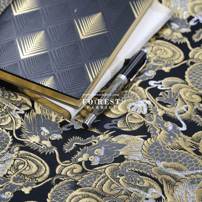 Gold Brocade - Dragon fabric Gold Silver - FO:REST Fabric 布恩堂Liberty fabrictana lawnjapanese fabricykk zipper