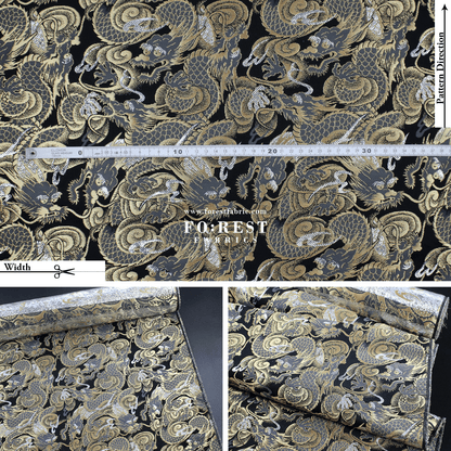 Gold Brocade - Dragon fabric Gold Silver - FO:REST Fabric 布恩堂Liberty fabrictana lawnjapanese fabricykk zipper