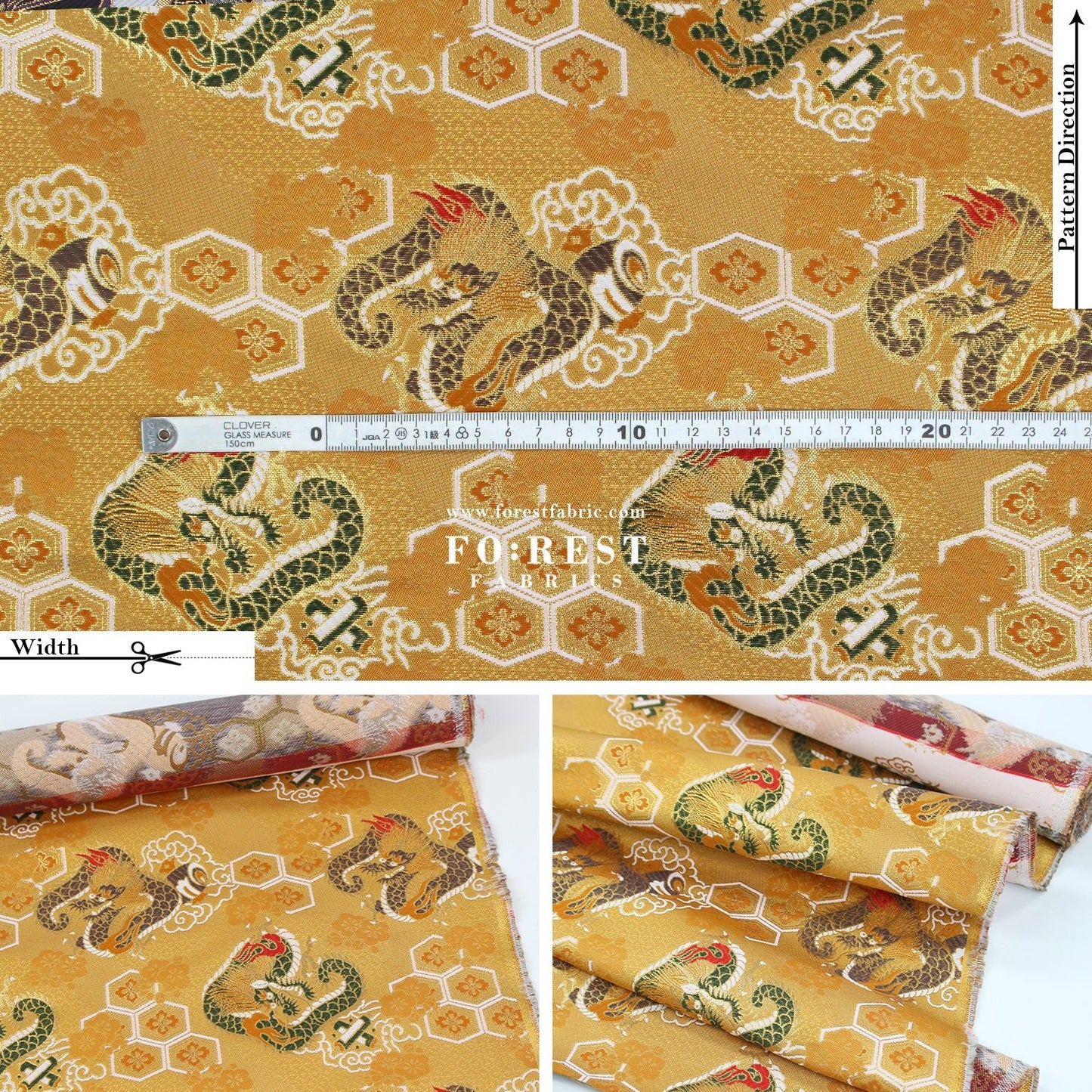 Gold Brocade - Dragon fabric GOLD - FO:REST Fabric 布恩堂Liberty fabrictana lawnjapanese fabricykk zipper