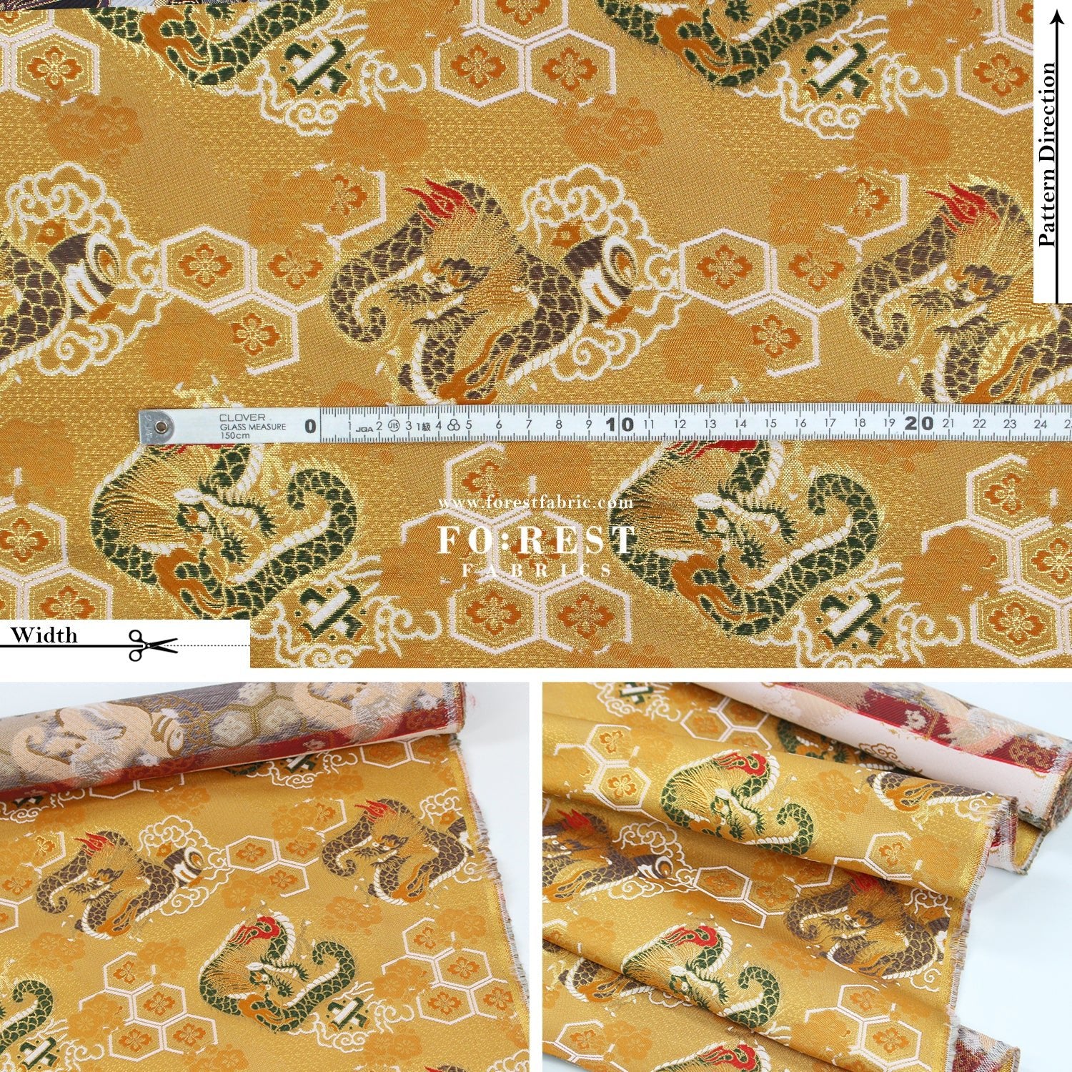 Gold Brocade - Dragon fabric GOLD - FO:REST Fabric 布恩堂Liberty fabrictana lawnjapanese fabricykk zipper