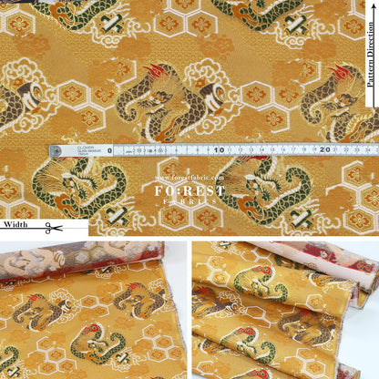 Gold Brocade - Dragon fabric GOLD - FO:REST Fabric 布恩堂Liberty fabrictana lawnjapanese fabricykk zipper