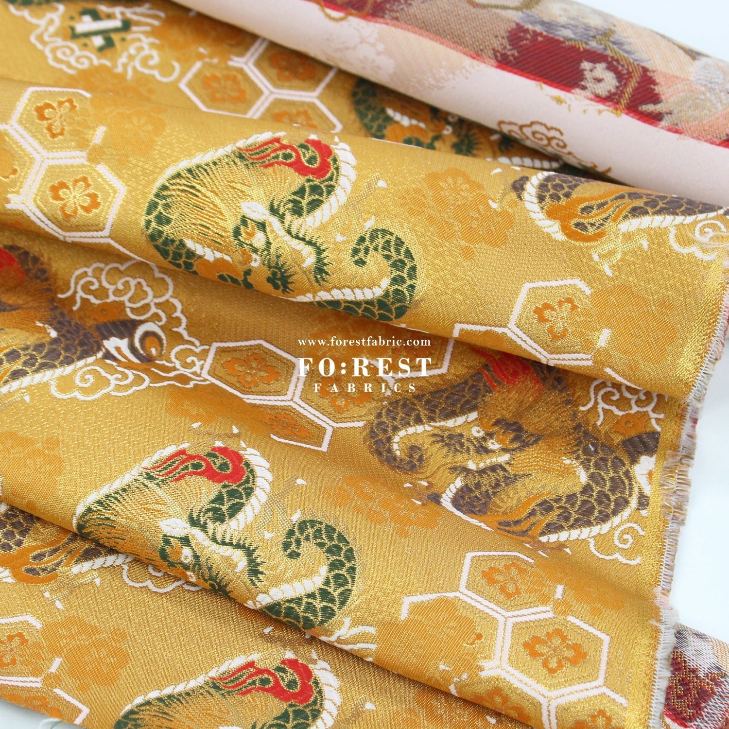 Gold Brocade - Dragon fabric GOLD - FO:REST Fabric 布恩堂Liberty fabrictana lawnjapanese fabricykk zipper