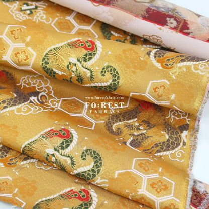 Gold Brocade - Dragon fabric GOLD - FO:REST Fabric 布恩堂Liberty fabrictana lawnjapanese fabricykk zipper