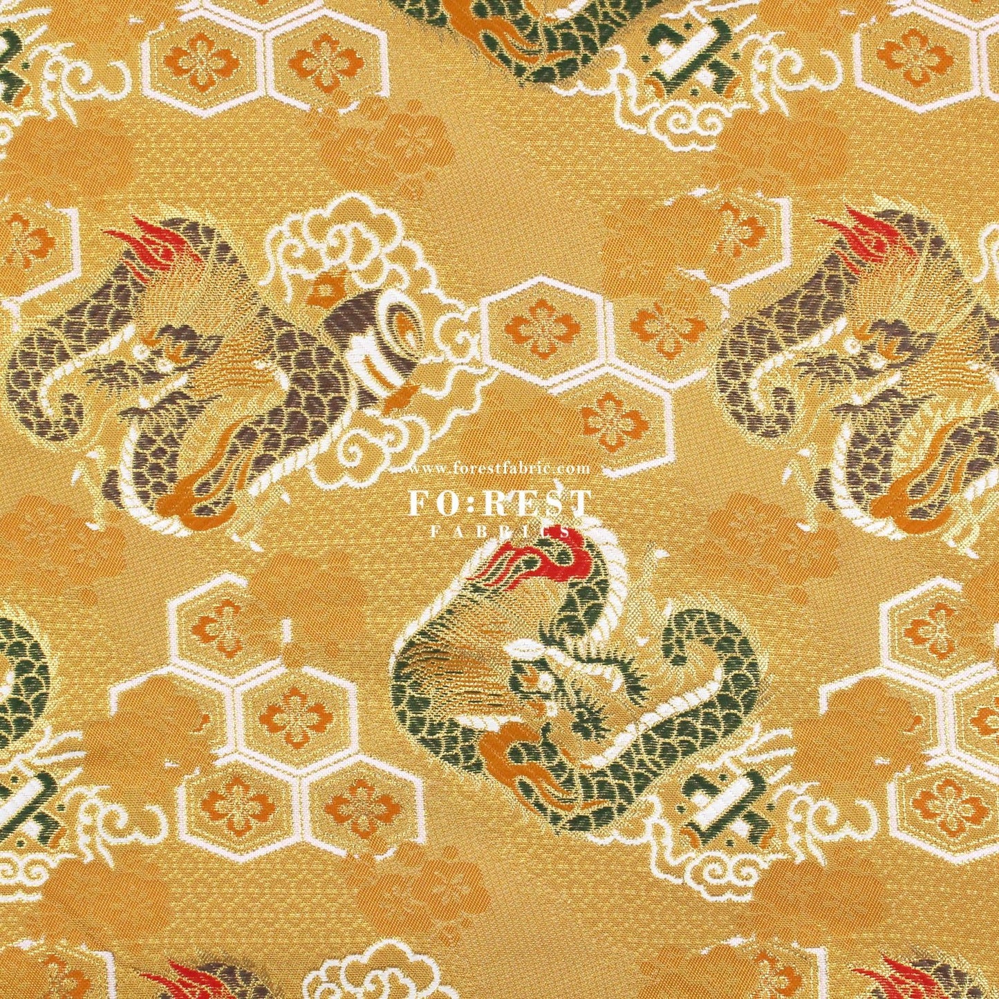 Gold Brocade - Dragon fabric GOLD - FO:REST Fabric 布恩堂Liberty fabrictana lawnjapanese fabricykk zipper