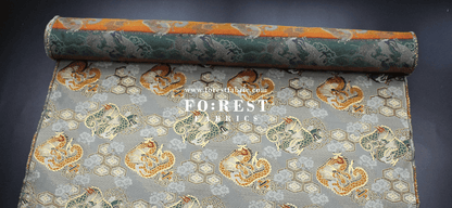 Gold Brocade - Dragon 六甲龍 fabric Gray - FO:REST Fabric 布恩堂Liberty fabrictana lawnjapanese fabricykk zipper