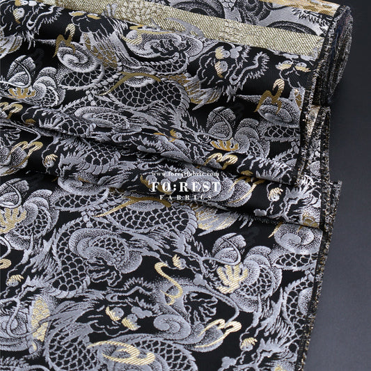 Gold Brocade - Dragon fabric GrayGold - FO:REST Fabric 布恩堂Liberty fabrictana lawnjapanese fabricykk zipper