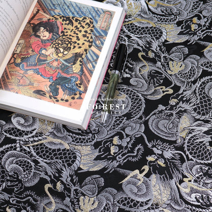 Gold Brocade - Dragon fabric GrayGold - FO:REST Fabric 布恩堂Liberty fabrictana lawnjapanese fabricykk zipper
