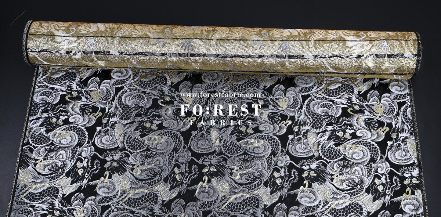 Gold Brocade - Dragon fabric GrayGold - FO:REST Fabric 布恩堂Liberty fabrictana lawnjapanese fabricykk zipper