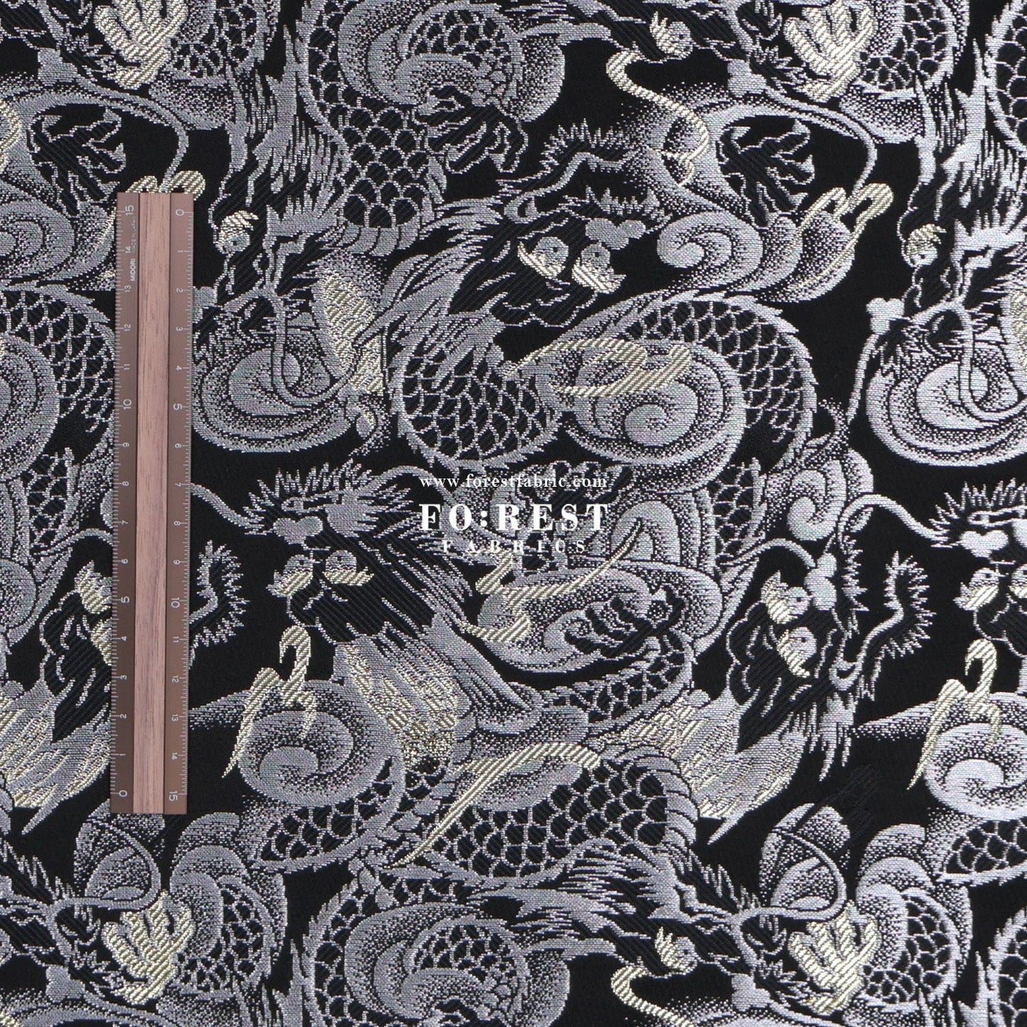 Gold Brocade - Dragon fabric GrayGold - FO:REST Fabric 布恩堂Liberty fabrictana lawnjapanese fabricykk zipper
