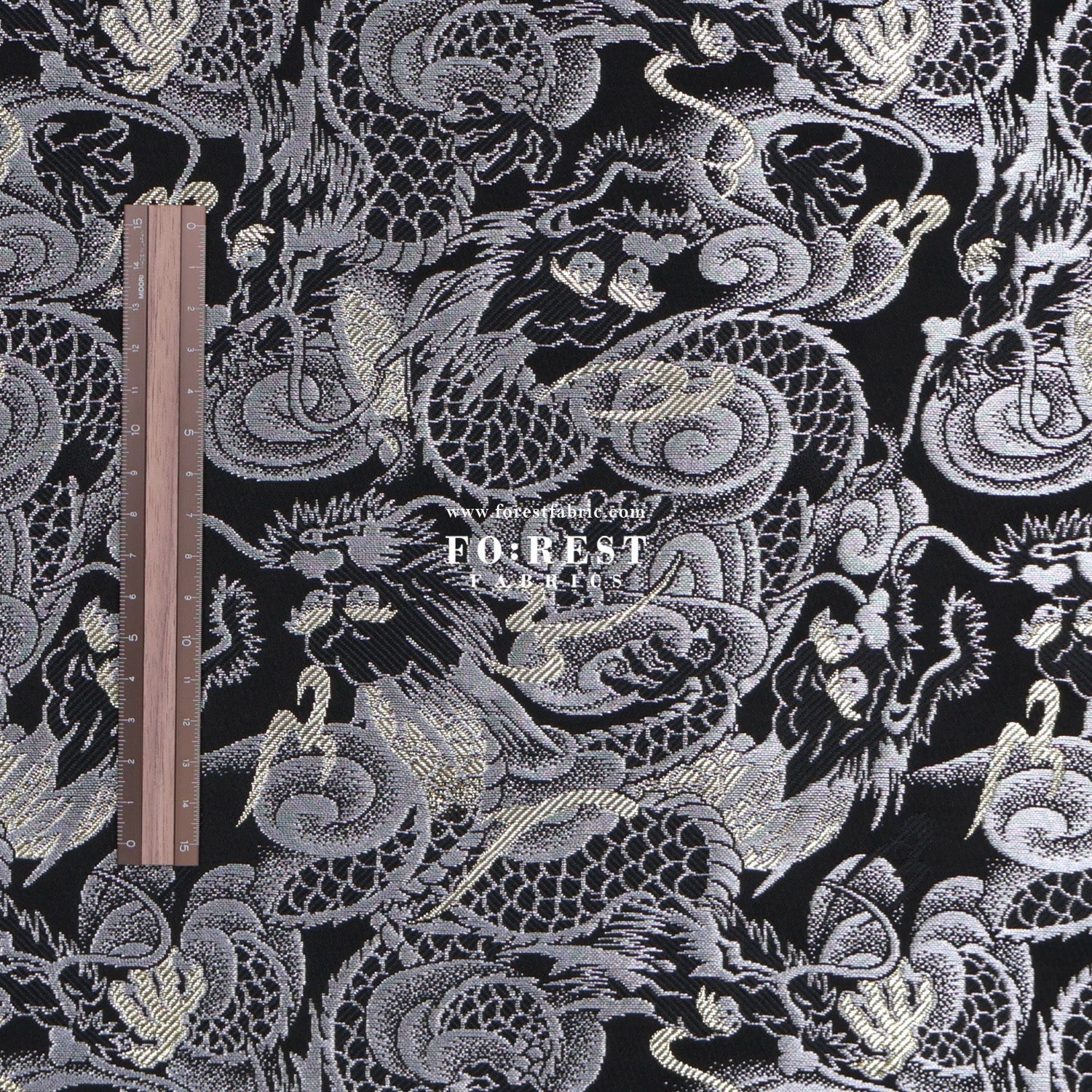Gold Brocade - Dragon fabric GrayGold - FO:REST Fabric 布恩堂Liberty fabrictana lawnjapanese fabricykk zipper