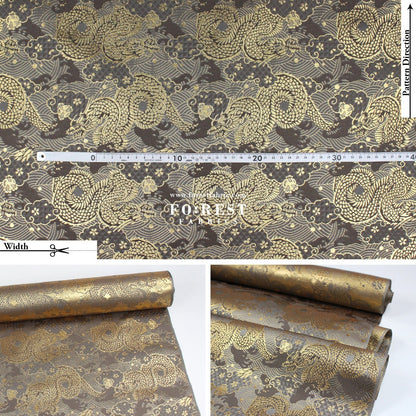 Gold Brocade - 火闘龍dragon fabric - FO:REST Fabric 布恩堂Liberty fabrictana lawnjapanese fabricykk zipper