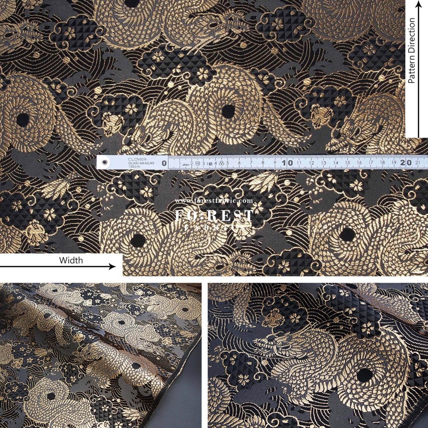 Gold Brocade - 火闘龍dragon fabric - FO:REST Fabric 布恩堂Liberty fabrictana lawnjapanese fabricykk zipper