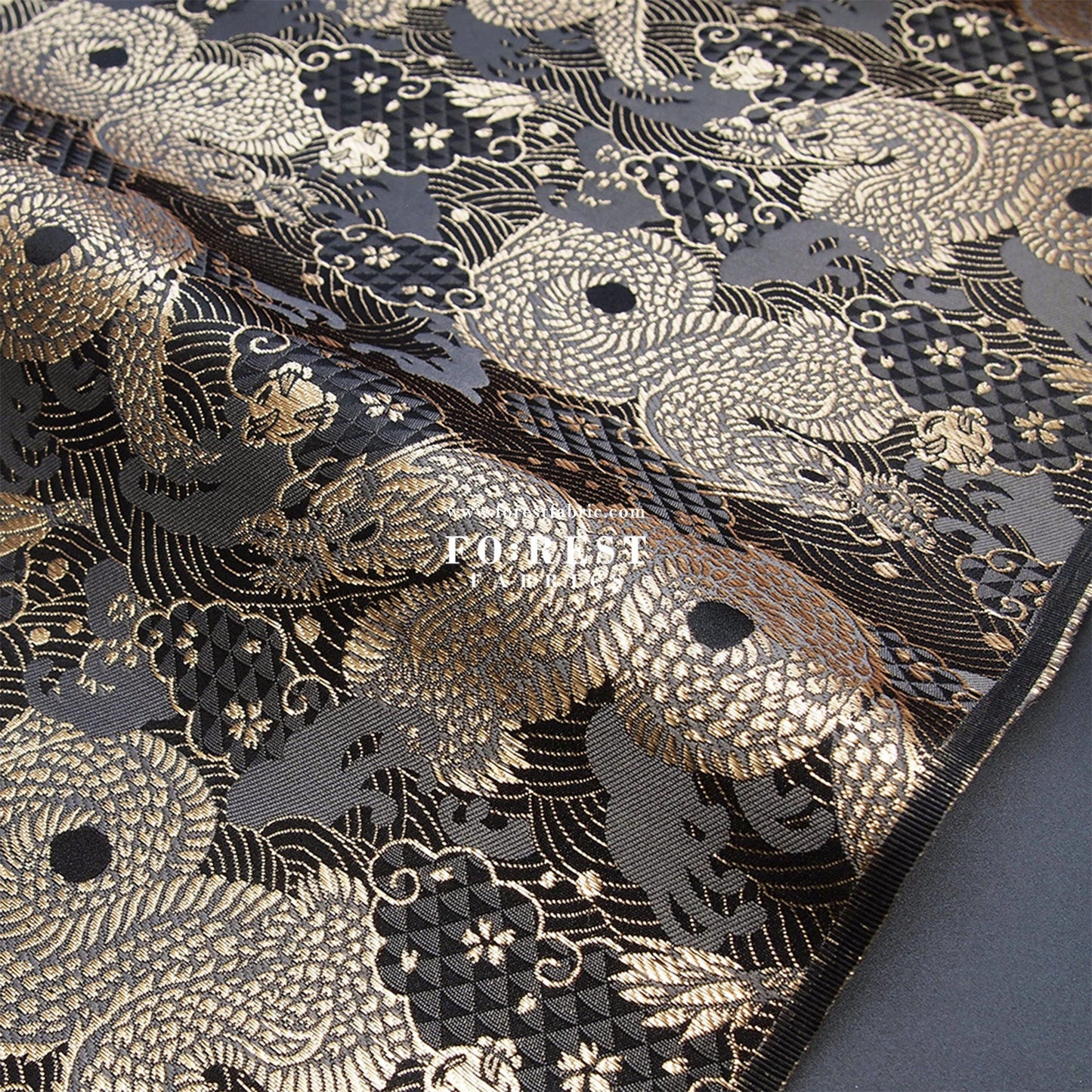 Gold Brocade - 火闘龍dragon fabric - FO:REST Fabric 布恩堂Liberty fabrictana lawnjapanese fabricykk zipper