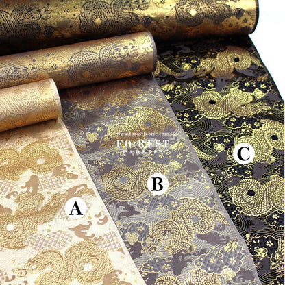 Gold Brocade - 火闘龍dragon fabric - FO:REST Fabric 布恩堂Liberty fabrictana lawnjapanese fabricykk zipper