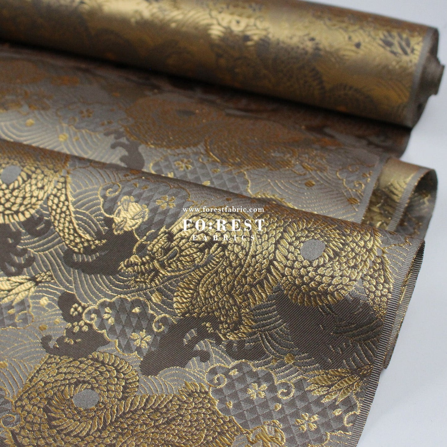 Gold Brocade - 火闘龍dragon fabric - FO:REST Fabric 布恩堂Liberty fabrictana lawnjapanese fabricykk zipper