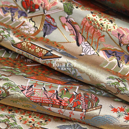 Gold Brocade - 源氏物語 fabric 10 - FO:REST Fabric 布恩堂Liberty fabrictana lawnjapanese fabricykk zipper