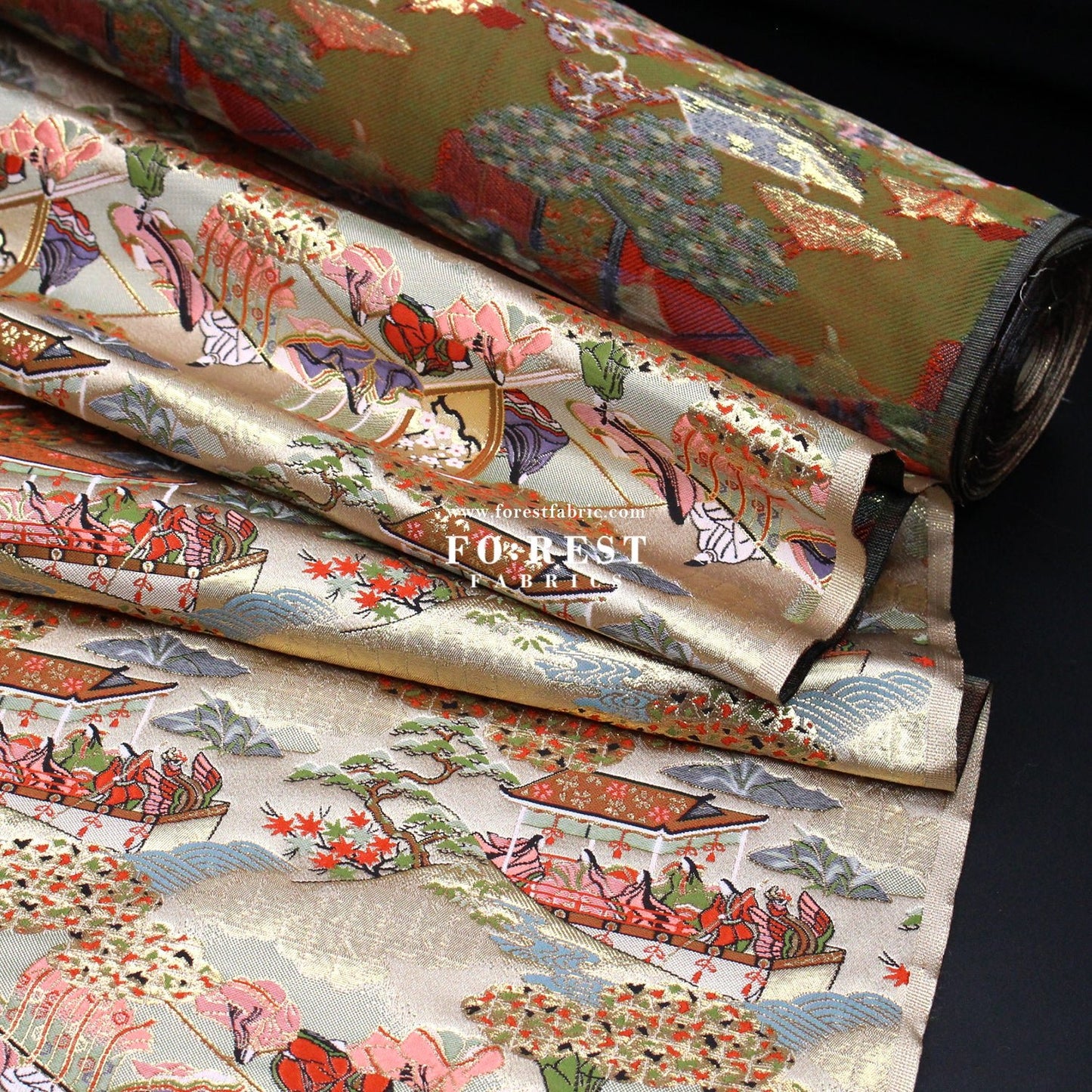 Gold Brocade - 源氏物語 fabric 10 - FO:REST Fabric 布恩堂Liberty fabrictana lawnjapanese fabricykk zipper