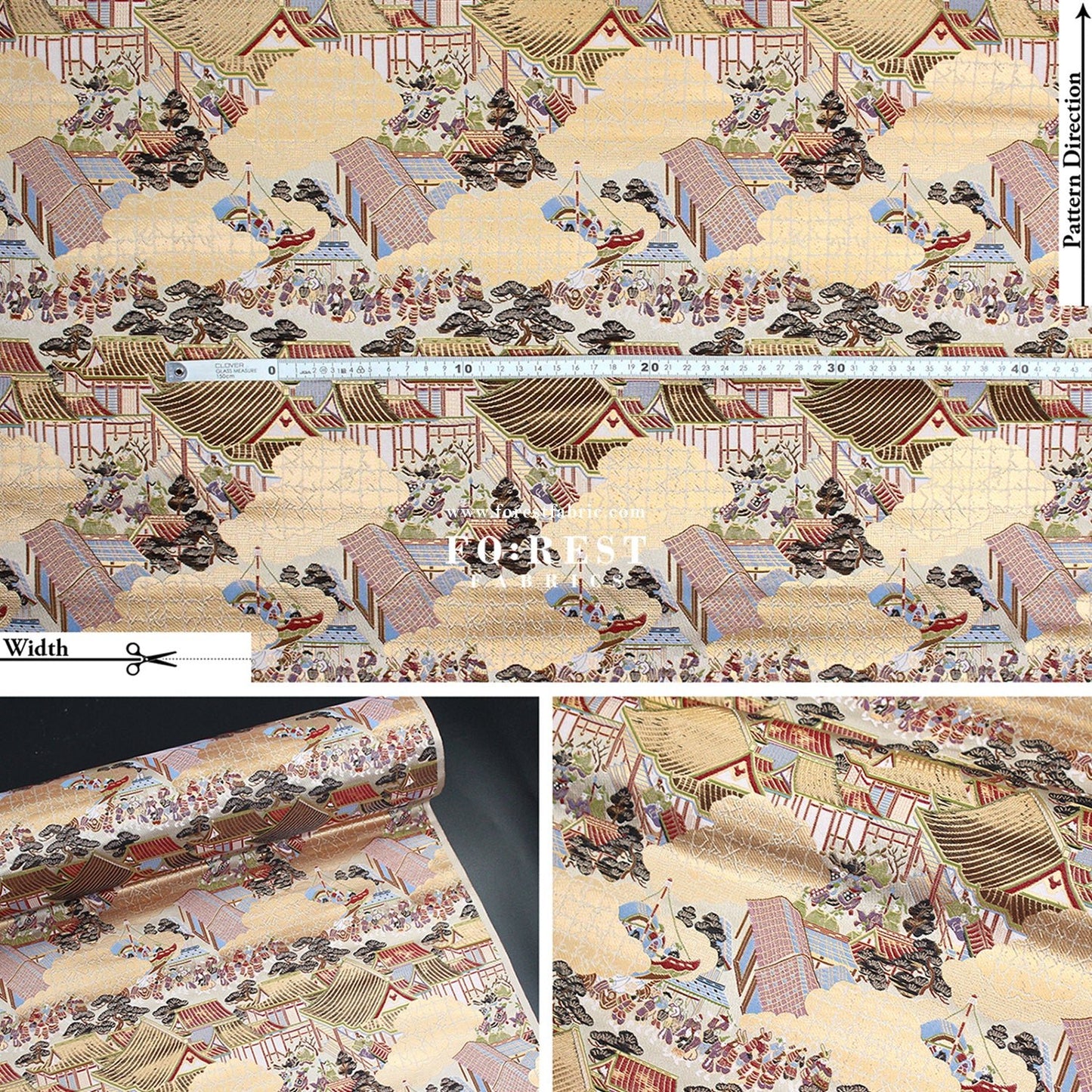 Gold Brocade - 源氏物語 fabric 12 - FO:REST Fabric 布恩堂Liberty fabrictana lawnjapanese fabricykk zipper
