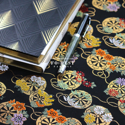 Gold Brocade - fabric Balck - FO:REST Fabric 布恩堂Liberty fabrictana lawnjapanese fabricykk zipper