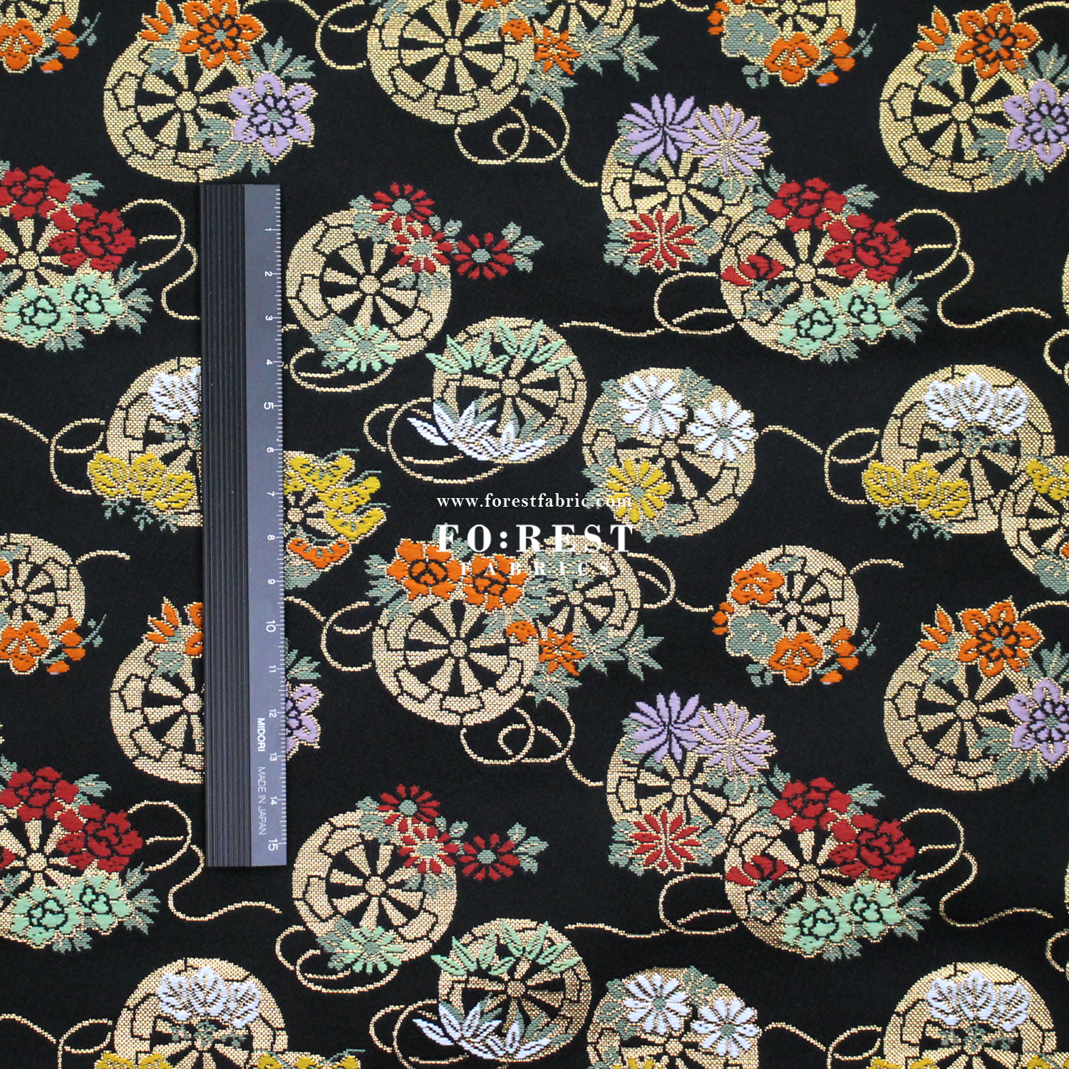 Gold Brocade - fabric Balck - FO:REST Fabric 布恩堂Liberty fabrictana lawnjapanese fabricykk zipper