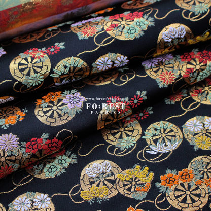 Gold Brocade - fabric Balck - FO:REST Fabric 布恩堂Liberty fabrictana lawnjapanese fabricykk zipper
