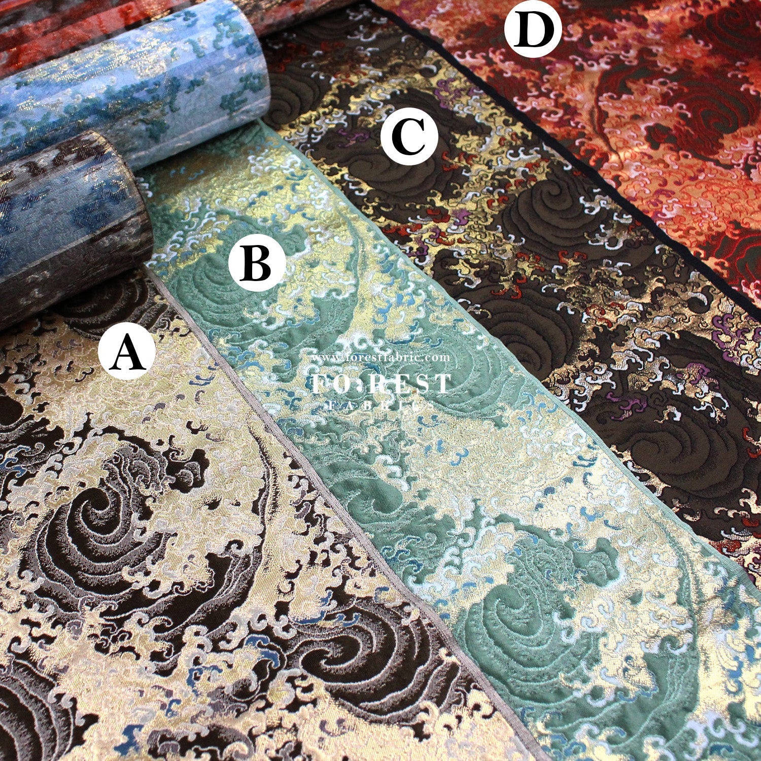 Gold Brocade - Fire fabric - FO:REST Fabric 布恩堂Liberty fabrictana lawnjapanese fabricykk zipper