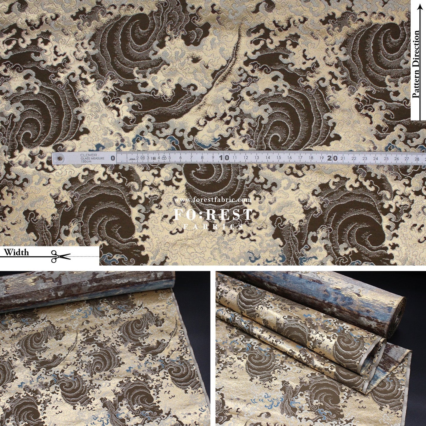 Gold Brocade - Fire fabric - FO:REST Fabric 布恩堂Liberty fabrictana lawnjapanese fabricykk zipper