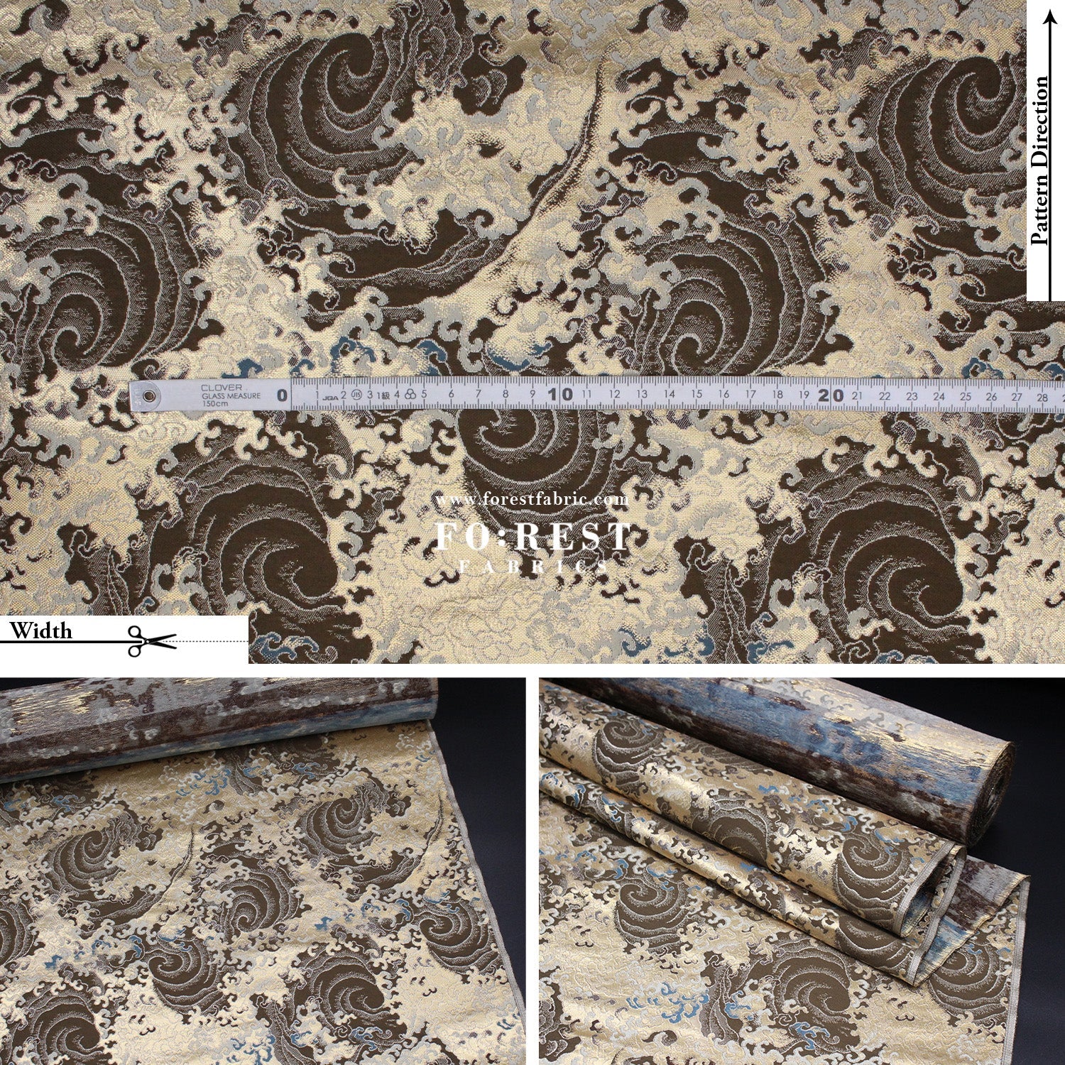 Gold Brocade - Fire fabric - FO:REST Fabric 布恩堂Liberty fabrictana lawnjapanese fabricykk zipper