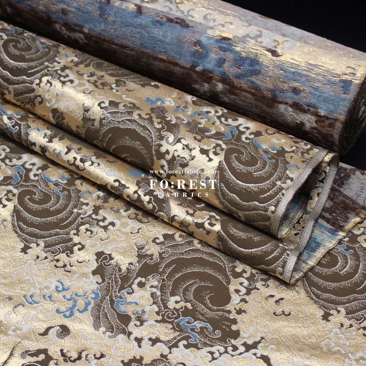 Gold Brocade - Fire fabric - FO:REST Fabric 布恩堂Liberty fabrictana lawnjapanese fabricykk zipper