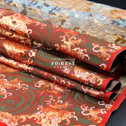 Gold Brocade - Fire fabric - FO:REST Fabric 布恩堂Liberty fabrictana lawnjapanese fabricykk zipper