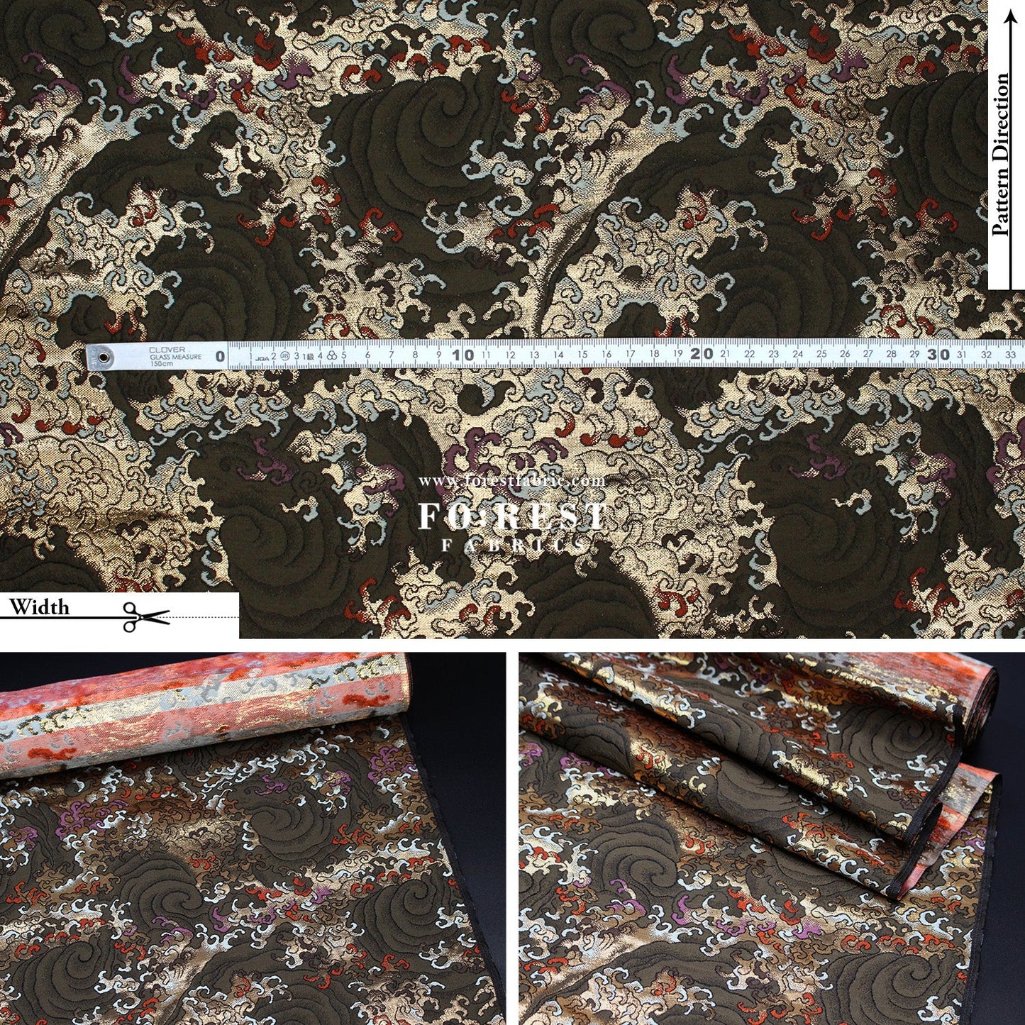 Gold Brocade - Fire fabric - FO:REST Fabric 布恩堂Liberty fabrictana lawnjapanese fabricykk zipper