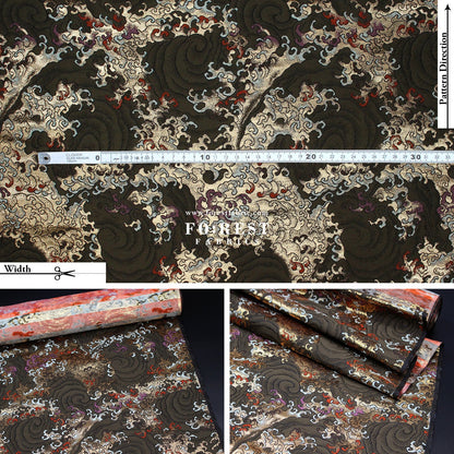 Gold Brocade - Fire fabric - FO:REST Fabric 布恩堂Liberty fabrictana lawnjapanese fabricykk zipper