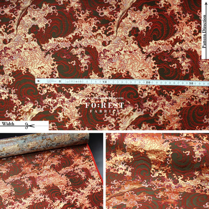 Gold Brocade - Fire fabric - FO:REST Fabric 布恩堂Liberty fabrictana lawnjapanese fabricykk zipper