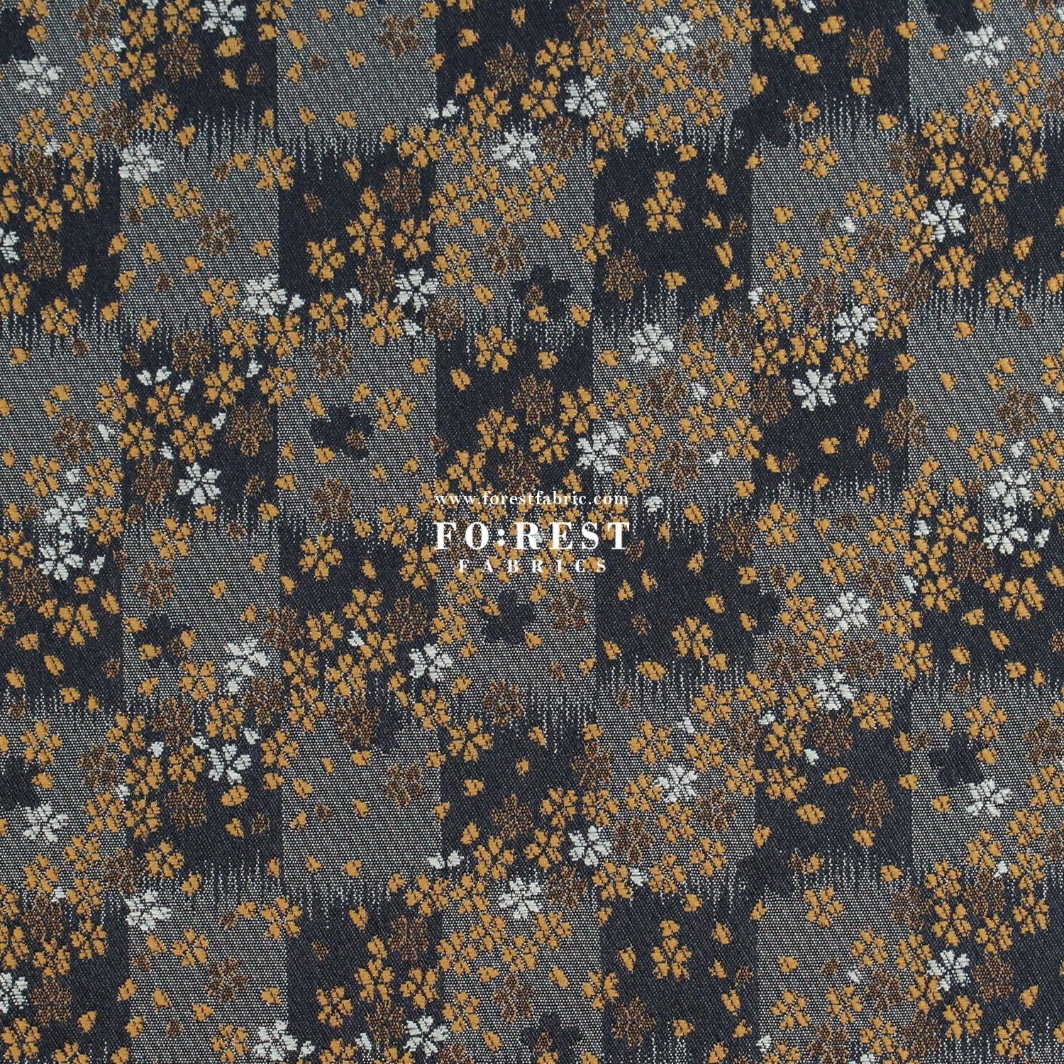 Gold Brocade - Flower fabric Black - FO:REST Fabric 布恩堂Liberty fabrictana lawnjapanese fabricykk zipper
