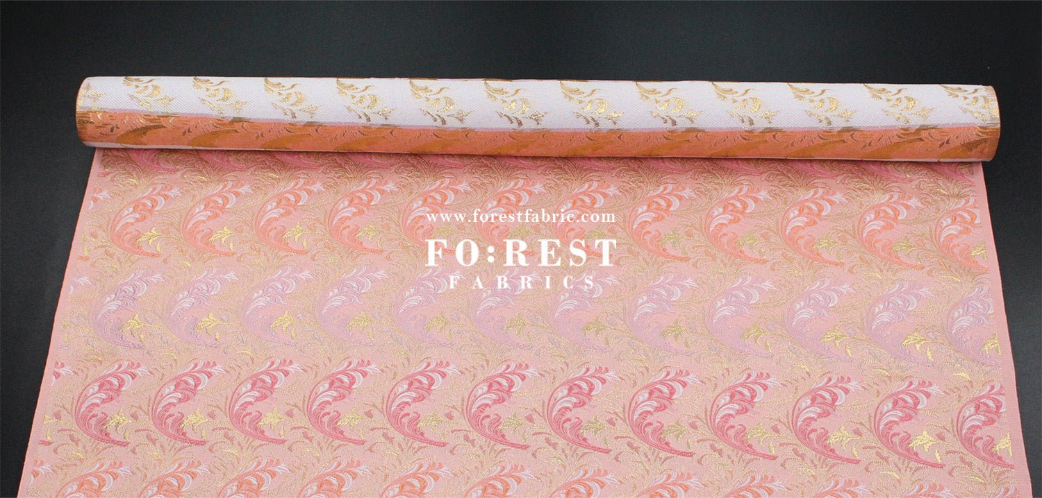 Gold Brocade - Flower fabric Pink - FO:REST Fabric 布恩堂Liberty fabrictana lawnjapanese fabricykk zipper